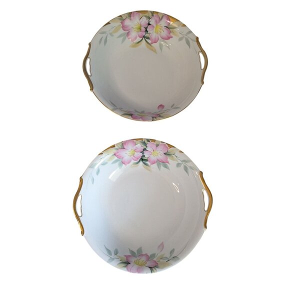 Noritake Azalea Porcelain 2 Bowls open Handles green M mark - Picture 3 of 16